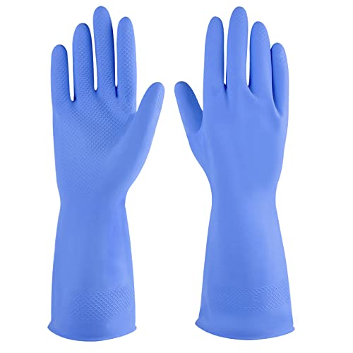Rubber cleaning gloves 3 or 6 Pairs for Household,Reuseable dishwashing gloves for Kitchen. - color: Blue, size: Medium (Pack of 3)