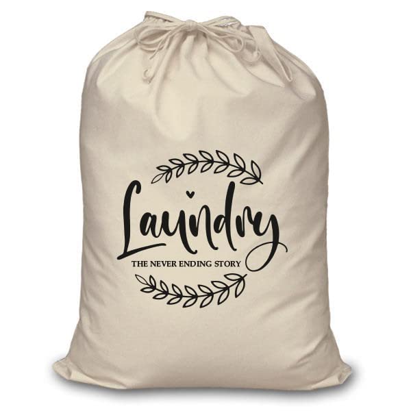Mayatra's Cotton Laundry Bag for Clothes - Travel Organizer - Eco-Friendly 100% Pure Cotton Drawstring Bag - Large Size - Hanging Laundry Bag Foldable and Washable (Pack Of 2)