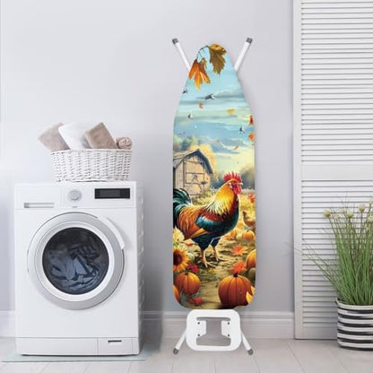 Farm Rooster Ironing Board Cover, Resist Scorching and Staining, 15x54 Heavy Duty Iron Pad Covers Standard Boards with Elastic Edges - color: Farm Rooster