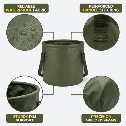 10L 2.5 Gallon Car Collapsible Bucket with Handle, Folding Leakproof Water Storage Basin, Portable Foldable Water Container for Fishing, Camping, Car Cleaning, Beach, Garden (10L-Green) - size: 10L-GREEN