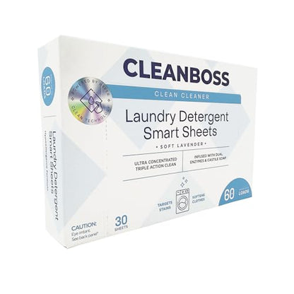 CleanBoss Laundry Detergent Smart Sheets - 30 Sheets - size: 30 Count (Pack of 1)