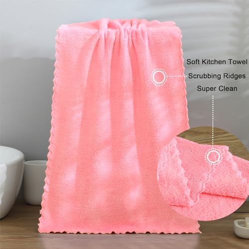 kimteny 8 Pack Microfiber Kitchen Dish Towels for Washing Dishes, Pink - color: Pink, size: 13x28 - 8 Pack