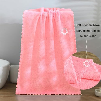 kimteny 8 Pack Microfiber Kitchen Dish Towels for Washing Dishes, Pink - color: Pink, size: 13x28 - 8 Pack