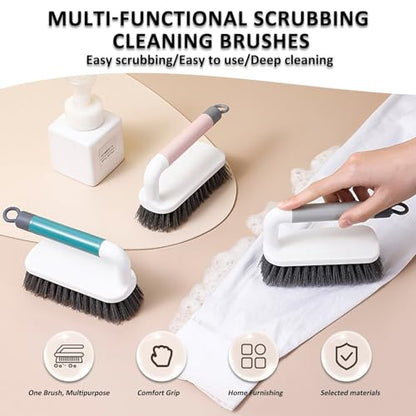 Scrub Brush, Scrubbing Cleaning Brushes, Heavy Duty Cleaning Brushes with Handle, for Shower, Bathroom, Carpet, Kitchen and Bathtub Scrubber, 2 Pack (Grey) - color: Gray