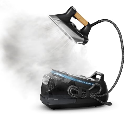 Rowenta, Iron, Ultimate Steam Pro Stainless Steel Soleplate Professional Steam Station for Clothes, 1800 Watts, 1.3L Removable Tank, Boiler Technology, Fast Heat Up, Black Clothes Iron, DG8668 - style: Ultimate High-Pressure Steam Iron System