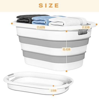 43L(11.5Gallon) Collapsible Laundry Baskets Plastic (Grey, 2 Packs) - color: Grey
