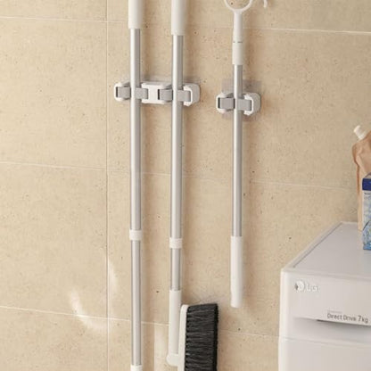 Broom Holder Wall Mount Self Adhesive, No-Drill Mop Grip Double Clip - size: 1 Double clip