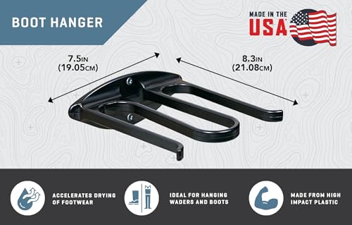 Allen Company Fishing Boot and Wader Hanger - Fishing Storage Hooks - Drying Rack - Black