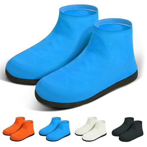 Waterproof Shoe Covers, Reusable Latex Rain Shoe Covers, Blue, M - color: Blue-02, size: M