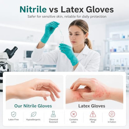 15 Mil Chemical Resistant Nitrile Gloves, Latex free Durable Cleaning Gloves, Resist Acid, Alkali, Solvent and Oil - color: 5 Pair-green, size: Medium