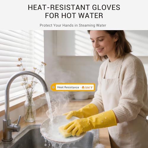6 Pairs Rubber Cleaning Gloves,Reusable Dishwashing Gloves,Household Dish Gloves for Washing,Cleaning,Kitchen,Painting, Gardening, Pet Care,Extra Thickness,Non-Slip,13", 20 Mil, Heavy Duty, S - color: 6 Pairs, size: Small