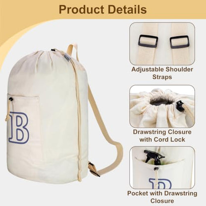 Laundry Bag Backpack Personalized Initial Canvas Laundry Bag, Letter B - color: Letter B, size: X-Large