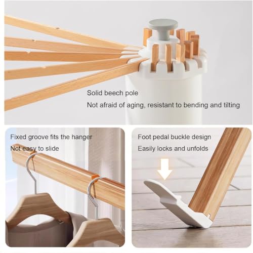 Wooden Foldable Drying Rack, 16 Poles, Space-Saver, No Assembly