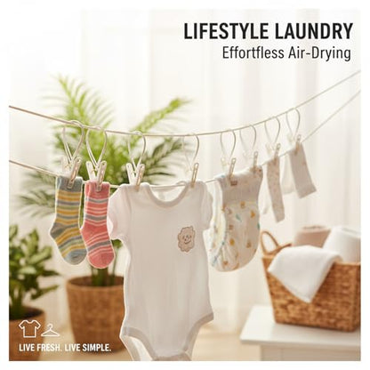 90 Pack Multi-Purpose Laundry Hooks Hanging Clips Bulk with Plastic Rope Hanger Clips for Baby Clothes Closet Organizer for Wardrobe Sock Pants Hat Towel Bathroom(White) - color: White
