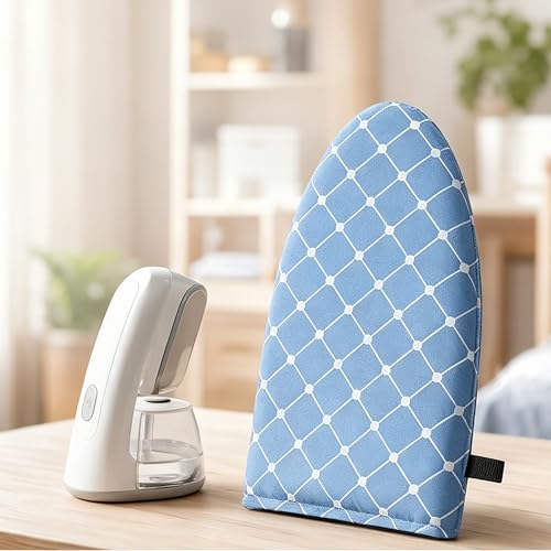 Ironing Board,Garment Steamer Ironing Gloves, Portable Clothing Steam Engine Gloves, Travel Handheld Ironing Board Accessories with Finger Loop for Steaming Clothes,Blue