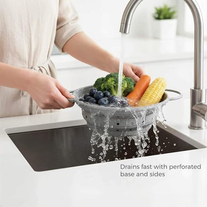 2‑Quart Silicone Collapsible Colander & Kitchen Collapsible Strainer - size: 2-Quart