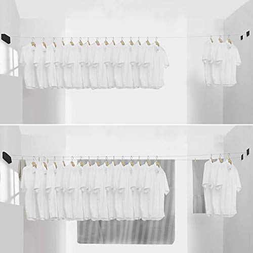 BESy Retractable Double Clothesline Laundry Indoor Washing Clothes Line - size: Double Rope, style: Black