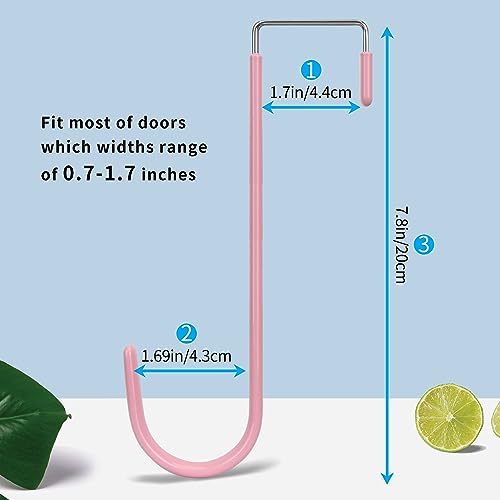 FYY Over the Door Hooks, Single-Hanger 4 Pack, Fits Doors 1.6" Pink - color: A Pink, size: Long, style: 4 Pack