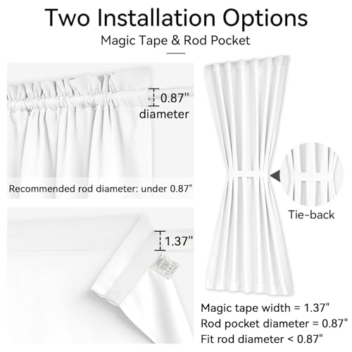 Vatge Front Door Sidelight Curtains with Magic Tape - 12x72 Door Window Covering, 50% Sunlight Blocking French Curtain, 1 Panel, W12 x L72, Pure White - color: Pure White, size: 12"W x 72"L (Pack of 1)