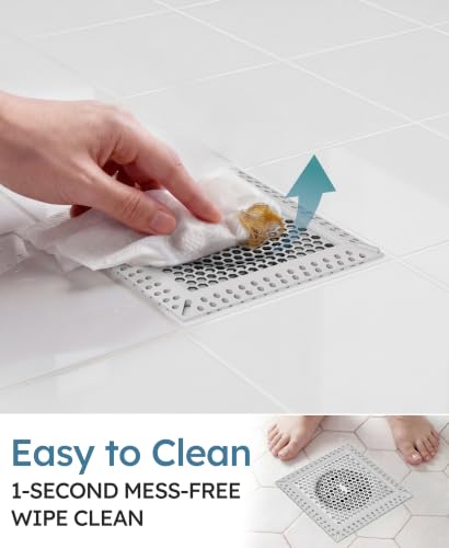 Square Shower Drain Hair Catcher, Anti-Clogging, Gray, 4 inch - color: Gray, size: 4 inch
