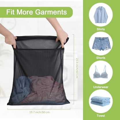 OTraki 2 Pack Durable Laundry Bags with Zipper 20 x 24 Inch, Black - size: 20 x 24 inch