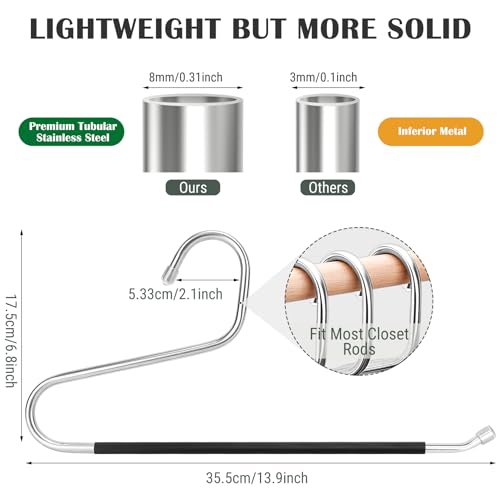 DOIOWN Open Ended Pants Jean Hangers - Stainless Steel Jeans Hangers 10 Pack 8 mm Thick, Versatile Non-Slip Hangers for Heavy Pants, Jeans, Trousers, Scarf, Space Saving Clothes Hangers for Women Men - size: 10 Pack