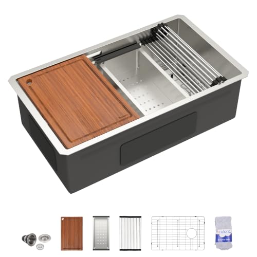 Dcolora 33"x19" Undermount Stainless Steel Kitchen Sink Workstation - color: Stainless Steel, size: 33"x19"