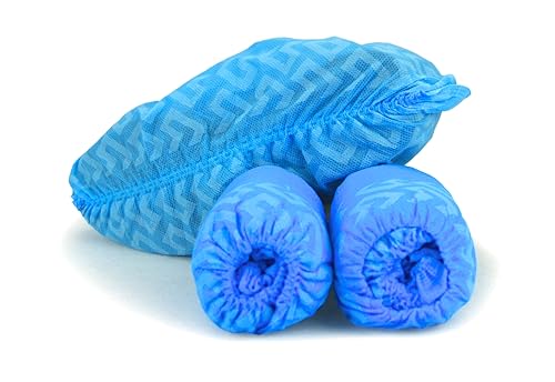 G & F Products Disposable Shoe Covers, Slip-Resistant Booties, Heavy-Duty, Waterproof, Elastic Band, Non-Slip Silicone Sole, Reusable, Protects Floors, Blue, 11 Us Men & 13 Us Women, X-L 100 Pieces - size: X-Large 100 Pack