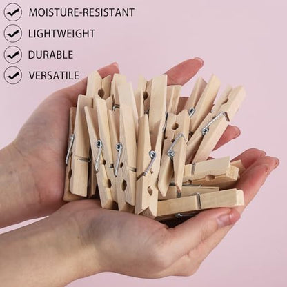 50Pcs Wooden Clothespins, 2.9 inch Clothes Pins for Crafts, Natural Laundry Hanging Clips - color: 50pcs- Wood