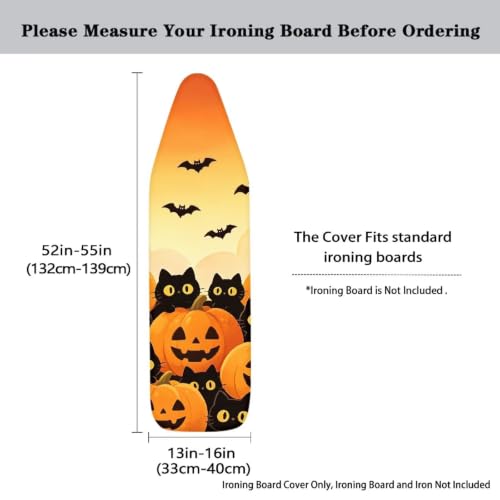 Bat Pumpkin Ironing Board Cover and Pad, Thick Scorch Resistant Padding Heavy Duty Iron Covers Standard Boards Iron Pad Covers Standard Boards - color: Bat Pumpkin5