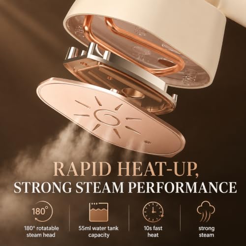 Mini Travel Steamer Iron, 2-in-1 Dry Steam Garment Iron for Clothes - color: Ivory White