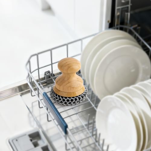 Scrubber for Cast Iron Pan, Pot Cleaner with 2 Scrapers,Chain Mail Cleaning Brush for Dishes, Pots, Pans, Griddles, Grills(Large Chain Mail) - size: Large Chain Mail