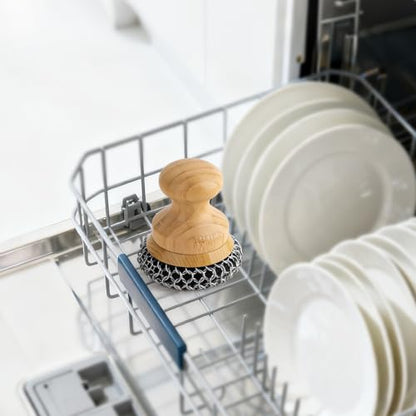 Scrubber for Cast Iron Pan, Pot Cleaner with 2 Scrapers,Chain Mail Cleaning Brush for Dishes, Pots, Pans, Griddles, Grills(Large Chain Mail) - size: Large Chain Mail