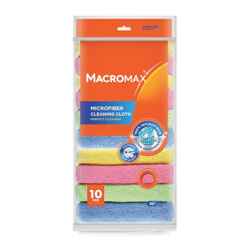 Macro Max Microfiber Cleaning Cloths 10 Pack, Lint Free 11x8in