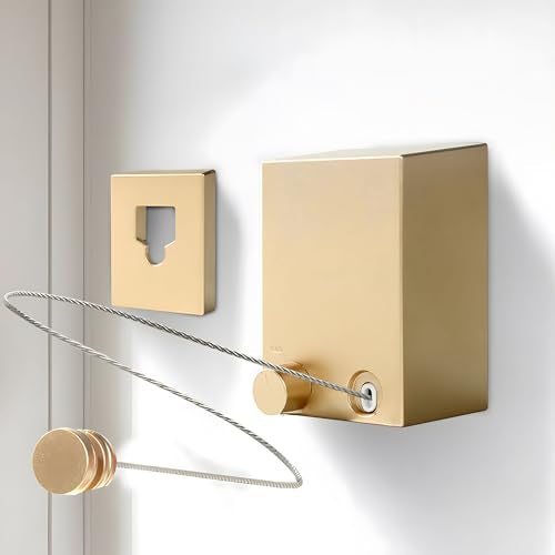 Retractable Clothesline, Retractable Clothesline Indoor, Laundry Line Retractable, Not Sagging, Suitable for Balconies, Courtyards, Laundry Rooms, RVs, Yachts, etc - color: Gold