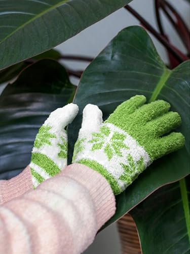 Patelai 3 Pairs Microfiber Dusting Gloves for Plants Leaf, Small - color: Gray, Orange, Brown, size: Small