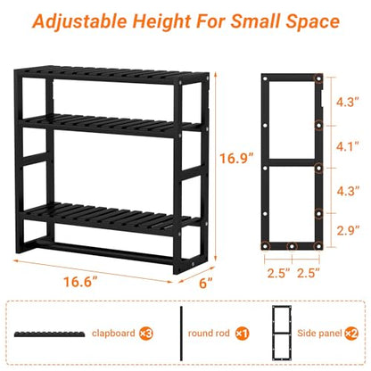 PPN 100% Bamboo Towel Rack Bathroom Storage Shelves Over Toilet Towel Bar - color: Black Standard 1 Pack