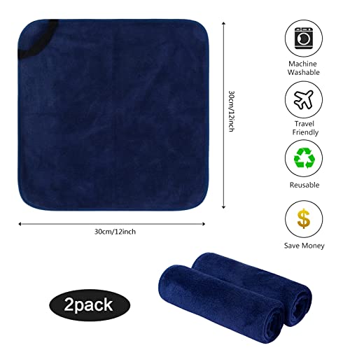 SINLAND Microfiber Facial Cloths Fast Drying Washcloth 12inch x 12inch (Pack of 2, Navy Blue) - color: Navy Blue, size: 1 Count (Pack of 2)