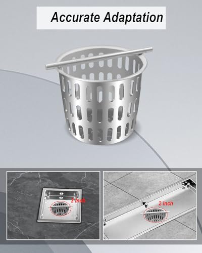 2Pcs 2 Inch Hair and Debris Strainer, Shower Drain Strainer with 2Pcs Lifting Hook, Stainless Steel Debris Basket Shower Drain Catcher, Hair Catcher for Floor Drain - size: 2 Pcs