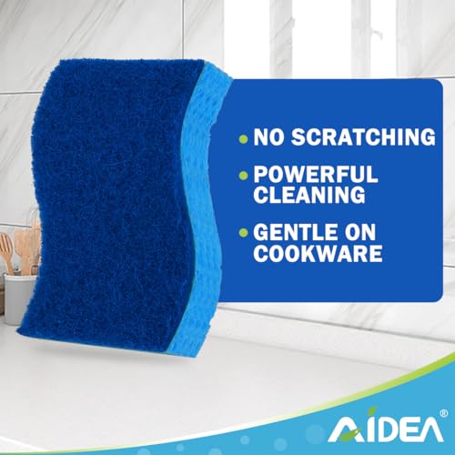 AIDEA Non Scratch Scrub Sponge-24Count, Sponges Kitchen, Sponges for Dishes - color: Blue