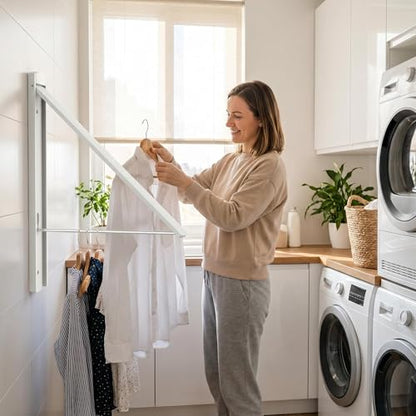 Wall Mounted Clothes Drying Rack 65lb, Foldable Aluminum,White-a - color: White-a