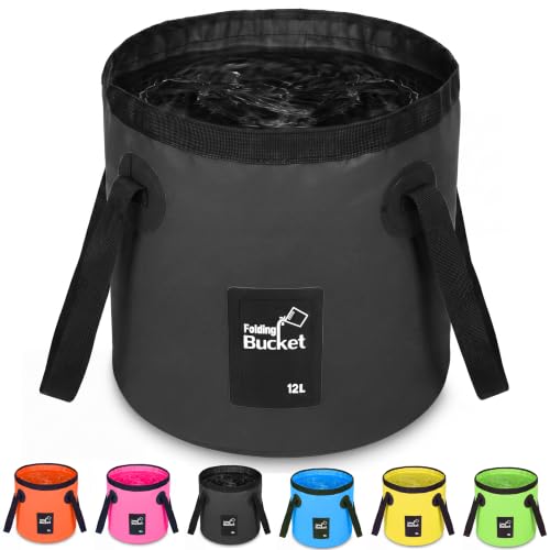3.2 Gallon Collapsible Bucket with Handle, 12L, Black - color: Black, size: 12L