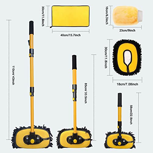 YeewayVeh 43" Car Wash Brush Mop Kit with Mitt, Yellow/Black