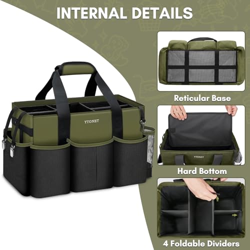 Ytonet Foldable Cleaning Supply Caddy, Wearable Cleaning Tote with Dividers - color: Green, size: Large