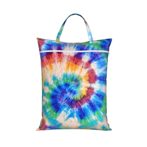 Blue Red Green Tie Dye Cute Art Rainbow Travel Laundry Bags Cloth Diaper Wet Bags Handle Washable Dirty Clothes Bags Wet Dry Bag Suitcase Gym Swimming Pool College Dorm Wet Bag - color: 1 PC8, size: One Size