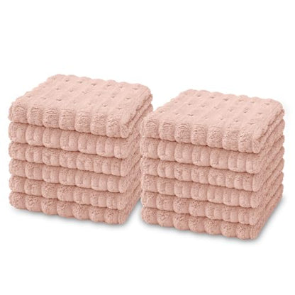 kimteny Microfiber Dish Cloths for Washing Dishes 12 Pack, Pink - color: Pink, size: 12 x 12 - 12 Pack
