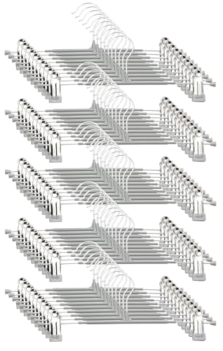 Pants Hangers with Clips, 50 Pack Heavy Duty Space Saving Pant Hangers for Closet Organizer, 12 Inch Gray Non Slip Clip Hangers for Jeans, Skirts, Shorts & Trousers, 360° Swivel Hook - color: Gray, size: 50 Pack