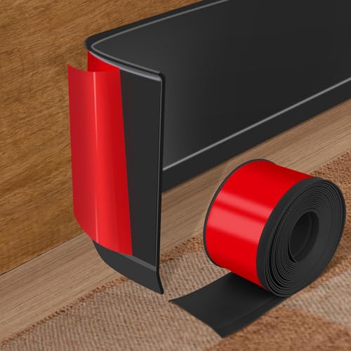 Vinyl Baseboard Molding Trim 3 Inch x 20 Feet Peel and Stick Baseboard Trim Flexible PVC Cove Base Moulding Self-Adhesive Trim for Garage Bathroom Cabinet Floor Walls, Black - color: Black, size: 3Inch x 20Ft