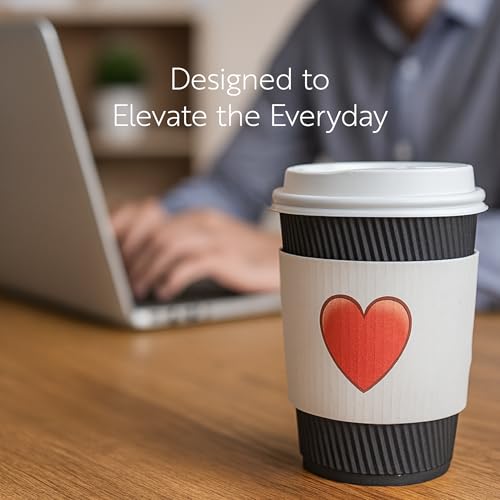 Restaurantware Coffee Cup Sleeves 50 Pack Fits 12, 16, 20 oz Coffee Cups Disposable Hot Drink Sleeves Secure Grip Heat-Resistant Jacket for Tea, and Beverages White - color: White, size: Heart