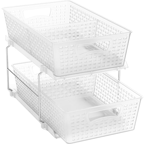 Simple Houseware 2 Tier Pull-Out Sliding Drawer Under Sink Storage, Clear - color: Clear